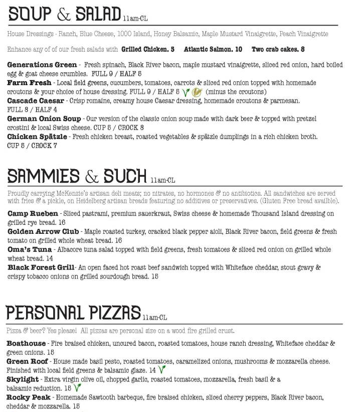 Generations Tap & Grill's Menu, Lake Placid, NY