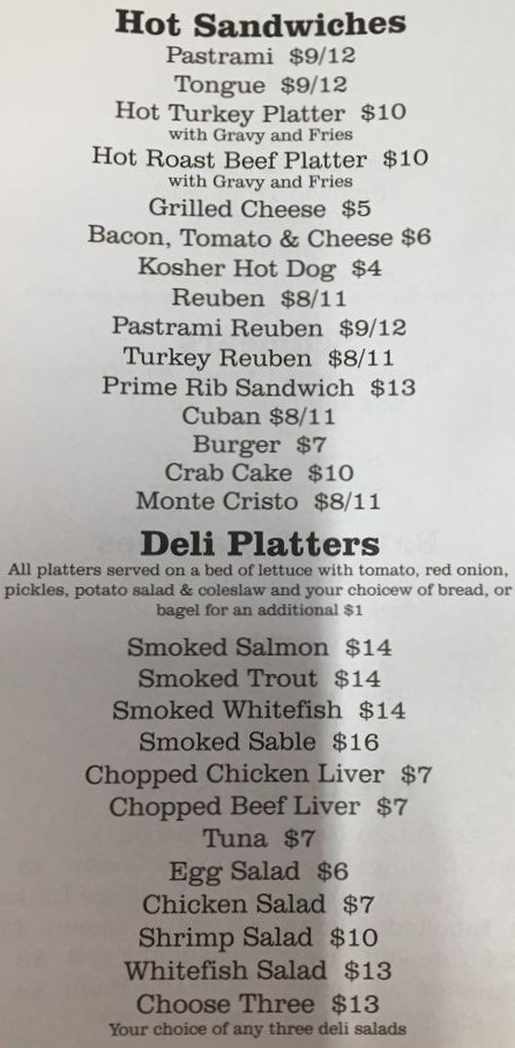 Hershel's Delicatessen Menu, Lake Placid, NY