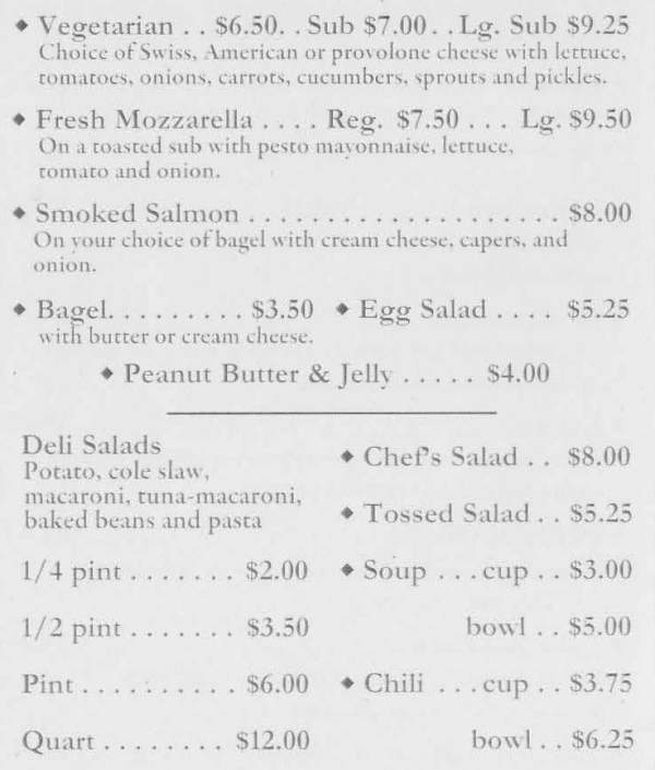 Page 3 of menu, Lakeview Deli Saranac Lake, NY